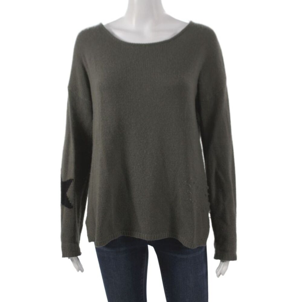 360 Sweater Womens Green Cashmere Scoop Neck Pullover Long Sleeve Size M
